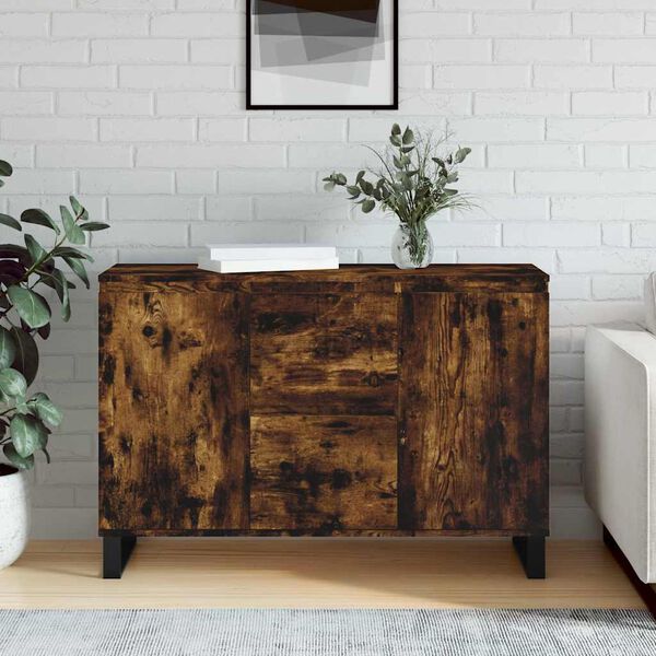 vidaXL Sideboard Smoked Oak 101.5x35x70 cm Engineered Wood