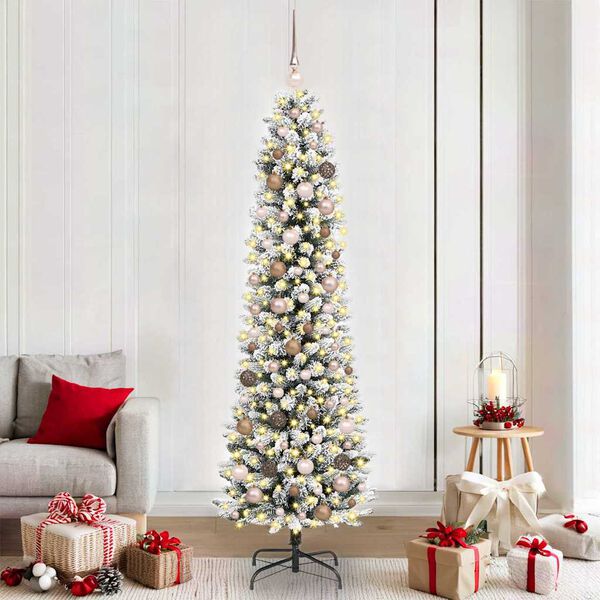 vidaXL Artificial Christmas Tree with 300 LEDs with Stand White 210 cm
