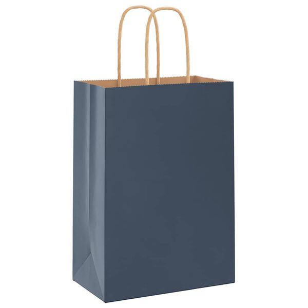 vidaXL Paper Bags 250 pcs with Handles Blue 15x8x21 cm