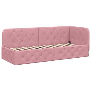 vidaXL Corner Bed Frame with Headboard Pink 80 x 200 cm Velvet