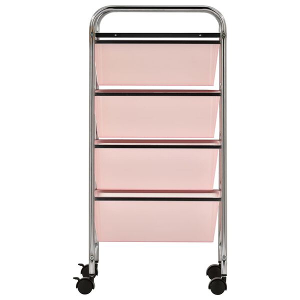 vidaXL 4-Drawer Mobile Storage Trolley Pink Plastic