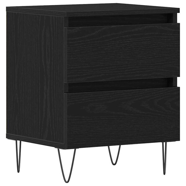 vidaXL Bedside Cabinet Black oak 40 x 35 x 50 cm Engineered wood