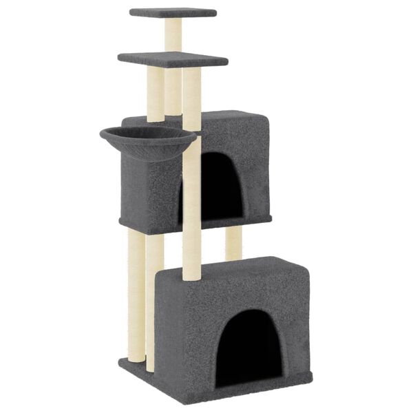 vidaXL Cat Tree with Sisal Scratching Posts Dark Grey 122 cm