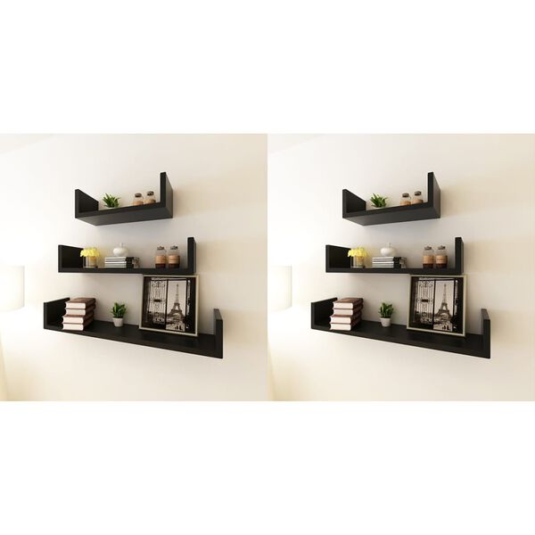 vidaXL Wall Shelves 6 pcs Black