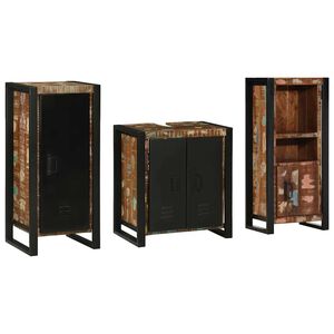vidaXL Bathroom Furniture Set with Drawer 3 pcs Solid Reclaim Wood