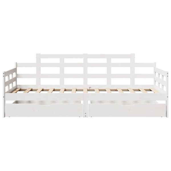 vidaXL Daybed with Drawers without Mattress White 90x190 cm Single Solid Wood