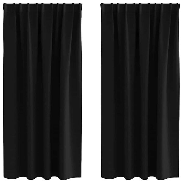 vidaXL Blackout Curtains with Rings 2 pcs Black 175 x 140 cm Polyester