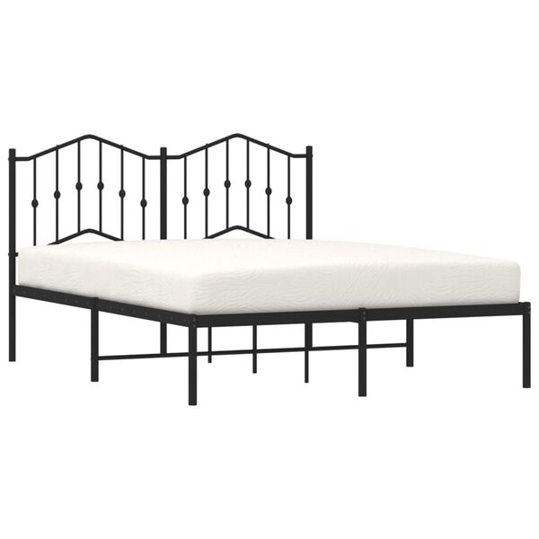 vidaXL Metal Bed Frame without Mattress with Headboard Black 140x200cm