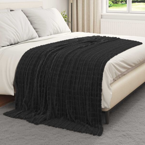 vidaXL Throw Blanket Black 200 x 150 cm Fleece