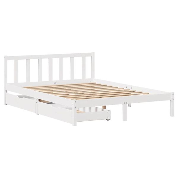 vidaXL Bed Frame without Mattress White 140x190 cm Solid Wood Pine