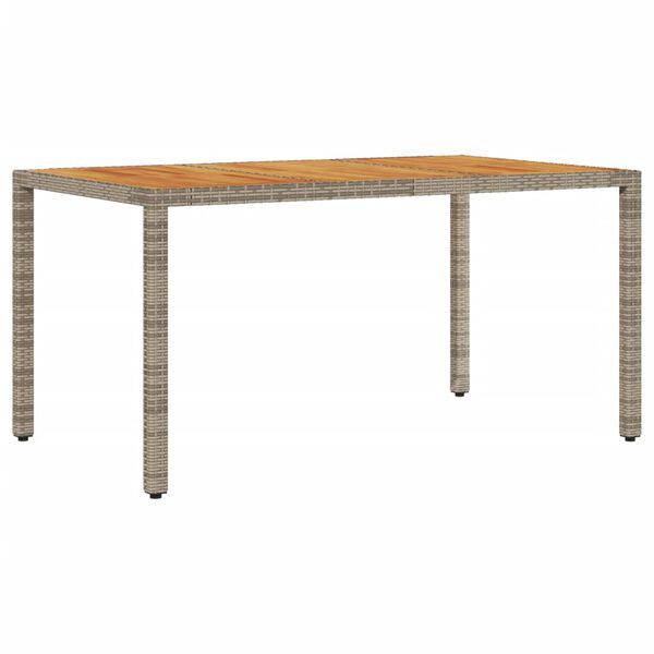 vidaXL Garden Table with Acacia Wood Top Grey 150x90x75 cm Poly Rattan
