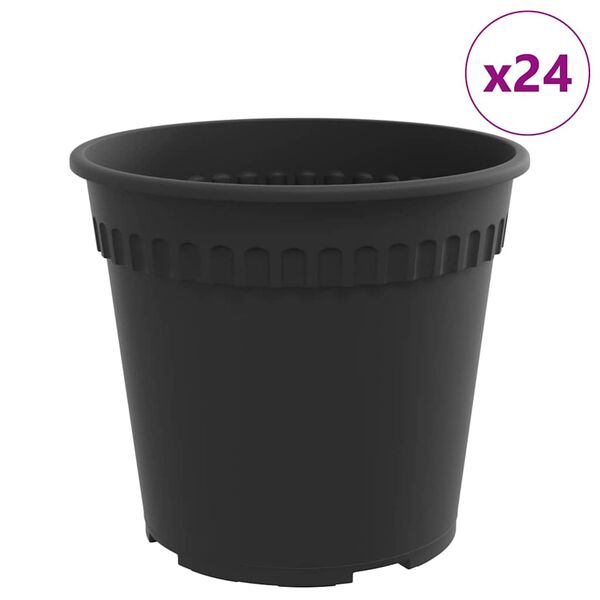 vidaXL Round Flower Pot 24 pcs Black &Oslash; 19 x 16 cm Plastic