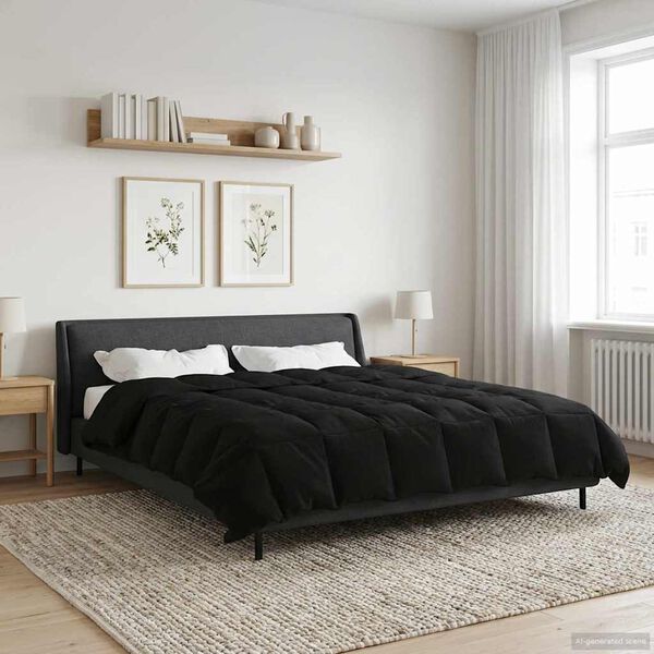 vidaXL Winter Duvet Quilted Black 200 x 240 cm Microfiber