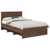 vidaXL Bed Frame with Headboard Brown Oak 120 x 123 cm Engineered Wood