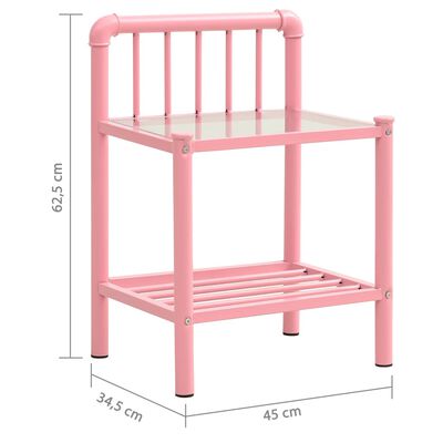 vidaXL Bedside Cabinet Pink&Transparent 45x34.5x62.5 cm Metal & Glass