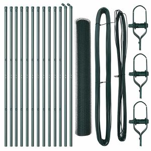 vidaXL Hexagonal Fence Ground Fix 25 x 1 m PVC-Coated Steel Dark green