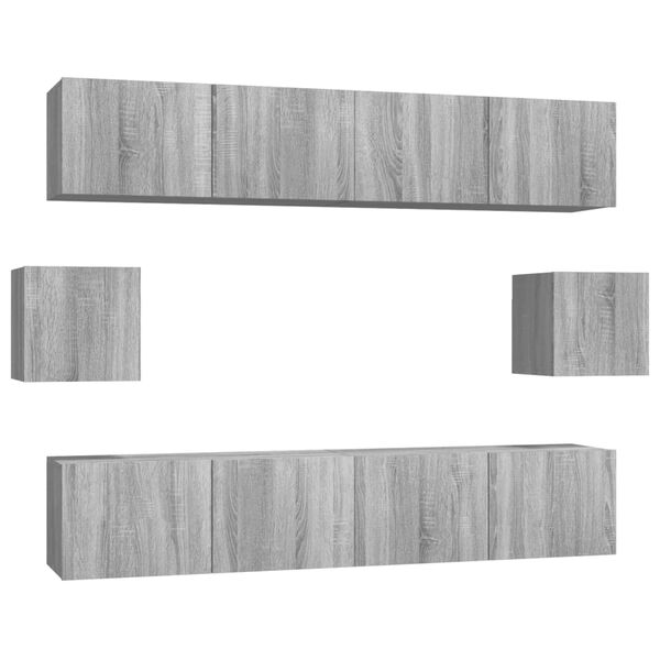 vidaXL 6 Piece TV Cabinet Set Grey Sonoma Engineered Wood