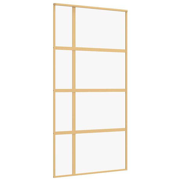 vidaXL Sliding Door Gold 102.5x205 cm Clear ESG Glass and Aluminium