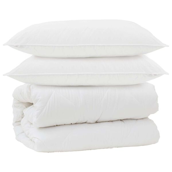 vidaXL Duvet with Pillows with Pillow 3 pcs White Microfiber