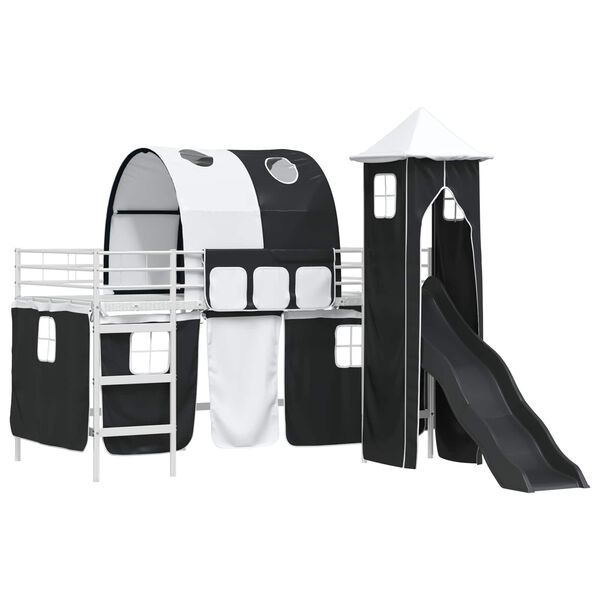 vidaXL Kids'Loft Bed Frame White and Black 79.5 x 200 cm Metal