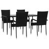 vidaXL 5 Piece Garden Dining Set Black Poly Rattan