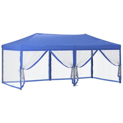 vidaXL Folding Party Tent with Sidewalls Blue 3x6 m