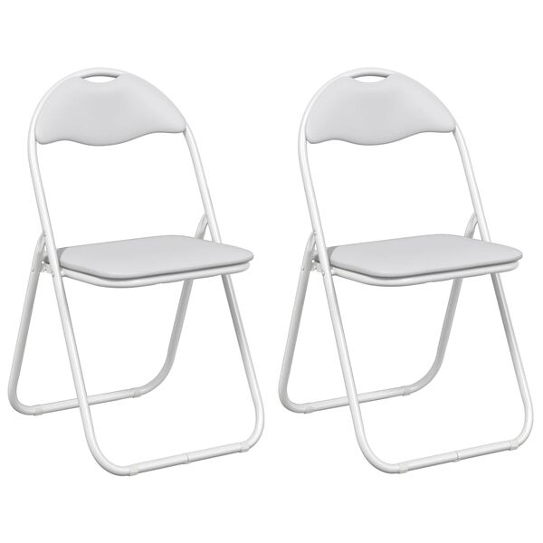 vidaXL Folding Chair 2 pcs White and Grey 48 x 43.5 x 81 cm