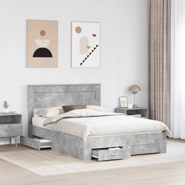 vidaXL Bed Frame Concrete Grey 160 x 200 cm Engineered Wood
