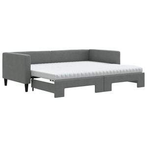 vidaXL Daybed with Trundle and Mattresses Dark Grey 90x190 cm Fabric