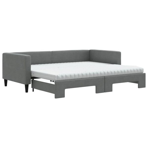 vidaXL Daybed with Trundle and Mattresses Dark Grey 90x190 cm Fabric