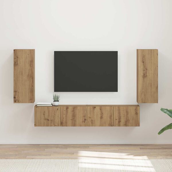 vidaXL TV Wall Cabinet Set 4 pcs Artisan Oak Engineered Wood