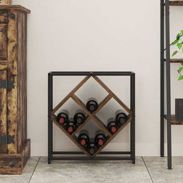 vidaXL Wine Rack Smoked Oak 51 x 18 x 52.5 cm Engineered Wood