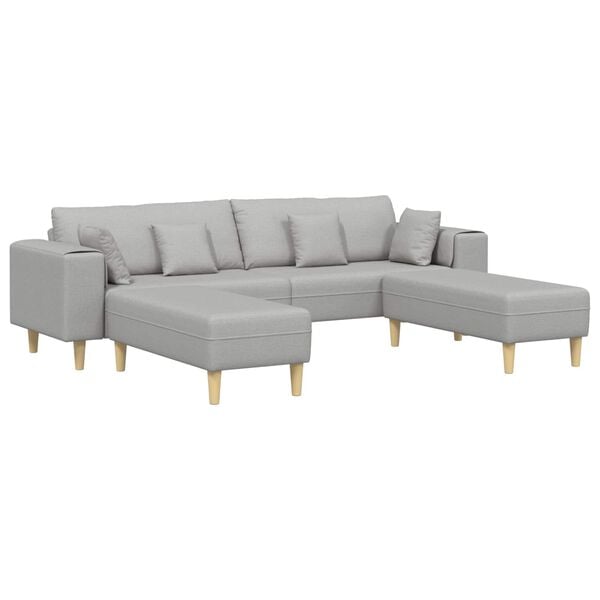 vidaXL Sofa with Cushion 3 pcs Cloud Grey Fabric