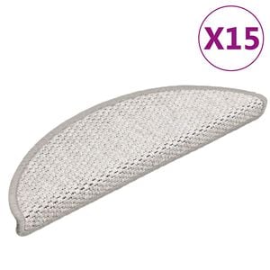 vidaXL Stair Mats Self-adhesive Sisal-Look 15 pcs 56x17x3 cm Platina