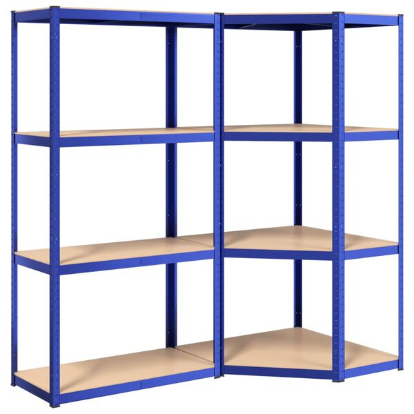 vidaXL 4-Layer Shelves 2 pcs Blue Steel&Engineered Wood