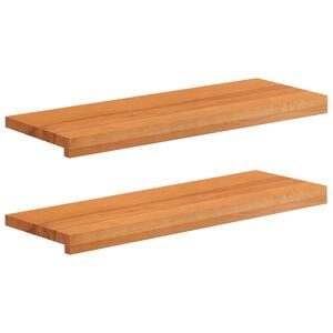 vidaXL Stair Treads 2 pcs 80 x 30 x 2 cm Light Brown Solid Beech Wood