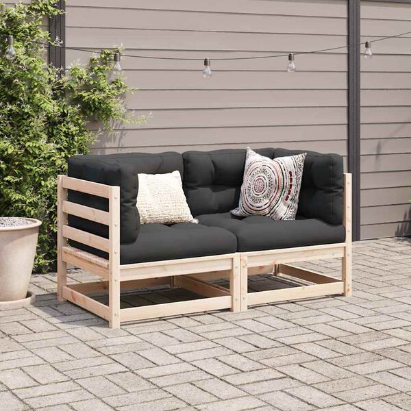 vidaXL 2 Piece Garden Sofa Set Solid Wood Pine