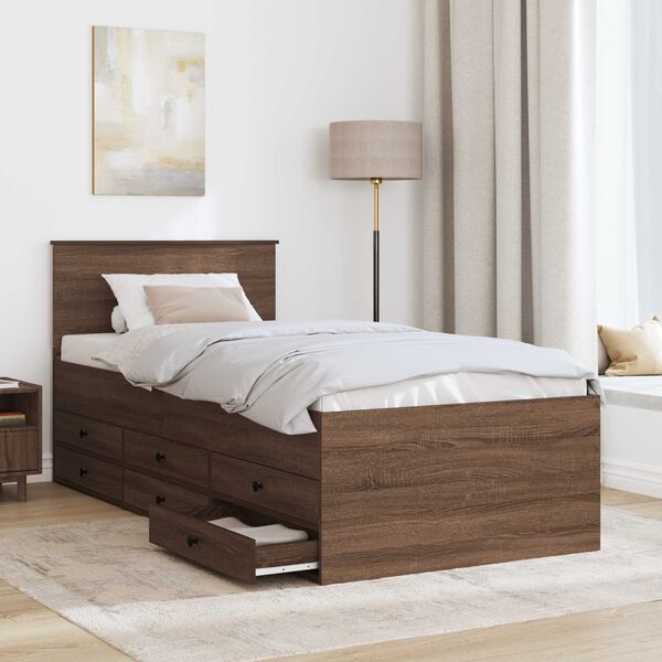 vidaXL Daybed Manual Brown Oak and Black 100 x 200 cm Engineered Wood