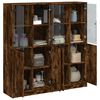 vidaXL Bookcase with Doors Smoked Oak 136x37x142 cm Engineered Wood
