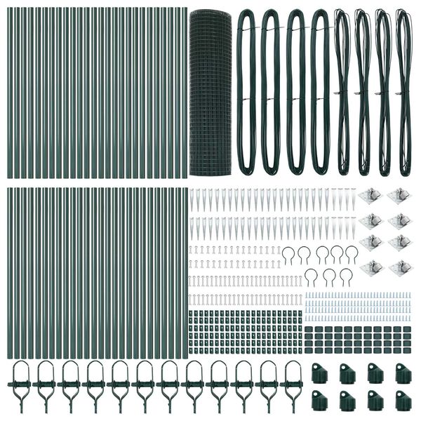 vidaXL Fence Post Green 100 x 0.4 m (12 x 12 mm mesh) Steel and PVC