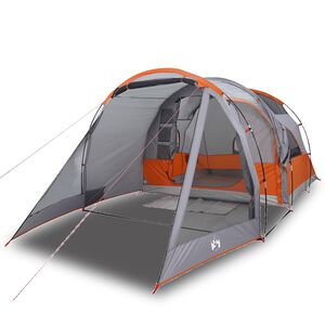 vidaXL Camping Tent Tunnel 4-Person Grey Waterproof