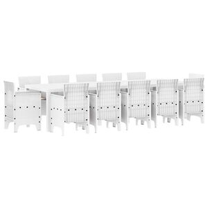vidaXL Garden Dining Set 13 pcs White and Light grey