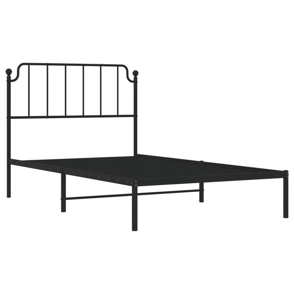 vidaXL Metal Bed Frame without Mattress with Headboard Black 107x203cm