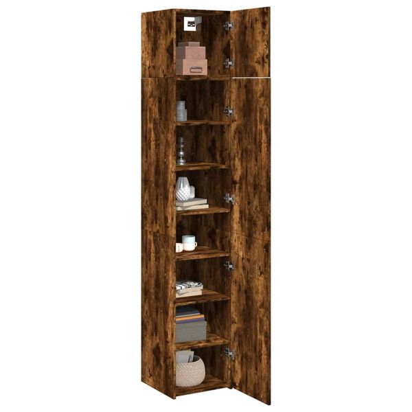 vidaXL Slim Storage Cabinet Smoked Oak 40x42.5x225 cm Engineered Wood