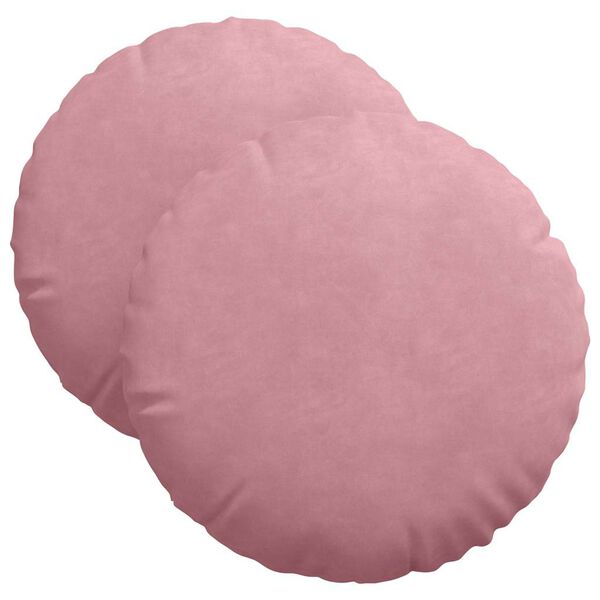 vidaXL Seat Cushions 2 pcs Pink Ø 40 x 13 cm Velvet