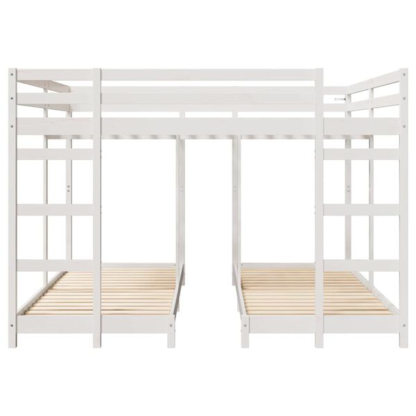 vidaXL Triple Bunk Bed Frame White 200 x 200 cm Solid Pine Wood