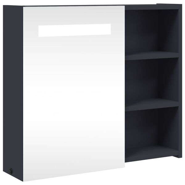 vidaXL Bathroom Mirror Cabinet with LED Light Grey 60x13x52 cm