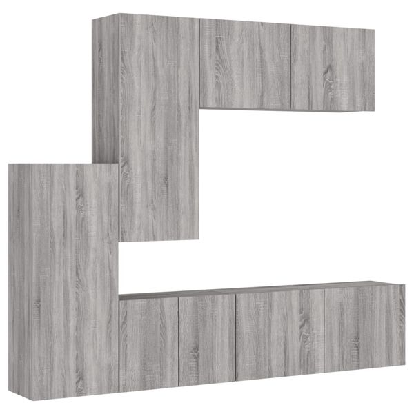 vidaXL 5 Piece TV Wall Units Grey Sonoma Engineered Wood