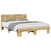 vidaXL Bed Frame with Headboard without Mattress 135x190 cm Solid Wood Oak