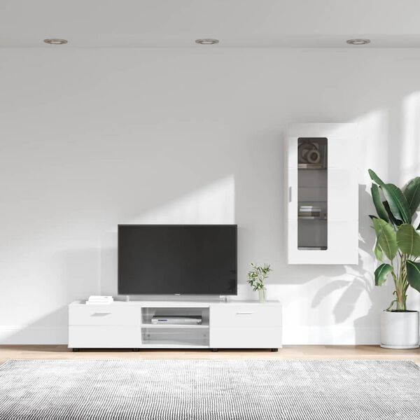 vidaXL TV Cabinet Set FLORIN High Gloss White Engineered Wood